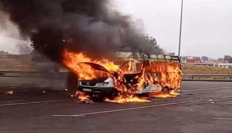 نجاة مسافرين يمنيين من حريق حافلة في وادي الدواسر بالسعودية