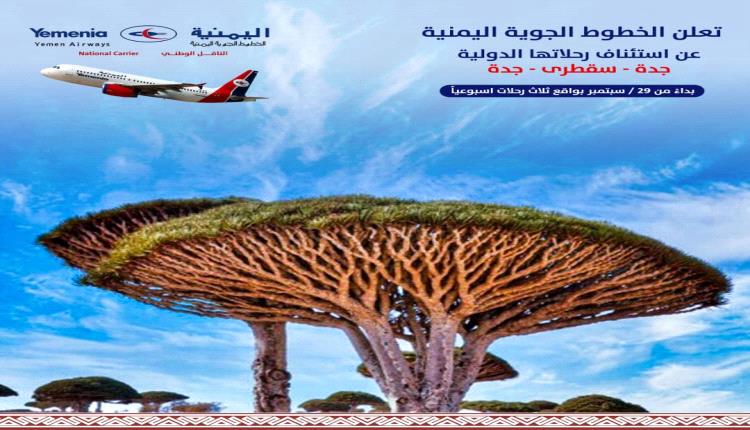 اليمنية تعلن استئناف رحلات جدة – سقطرى بثلاث رحلات أسبوعيًا