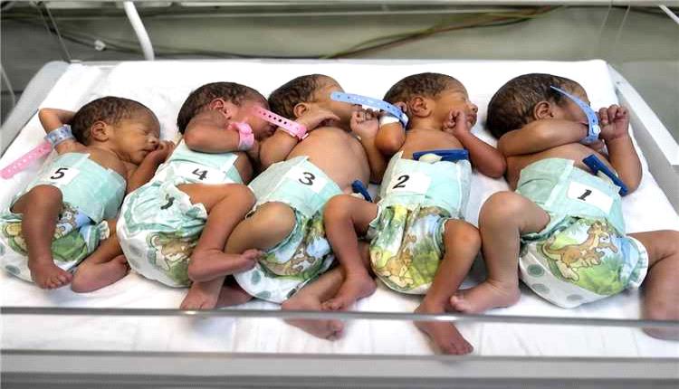 خمسة توائم في ولادة نادرة بمحافظة تعز وسط فرحة واسعة