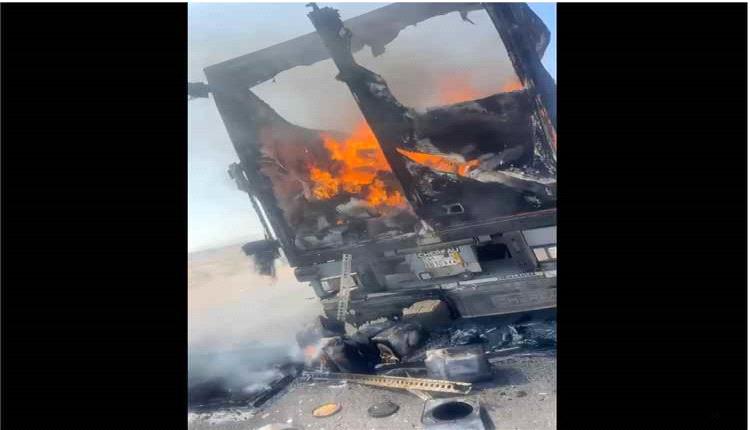 هجوم حوثي يستهدف شاحنة تجارية محملة بالفواكه في محافظة شبوة