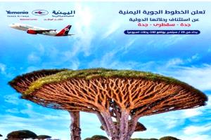 الخطوط الجوية اليمنية تستأنف رحلات جدة – سقطرى بثلاث رحلات أسبوعياً